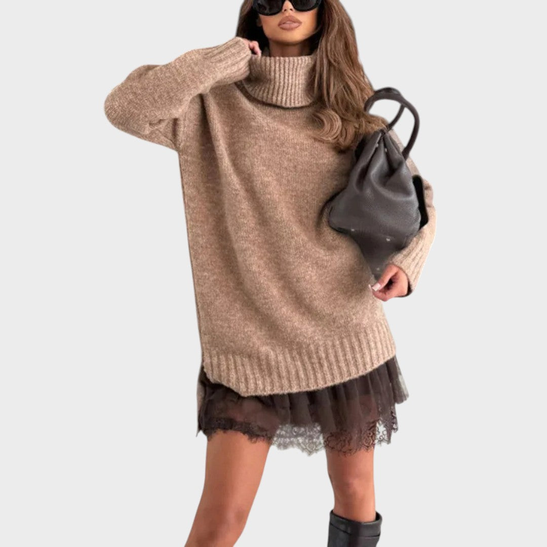 Pull beige et robe marron / EU 36/US 4